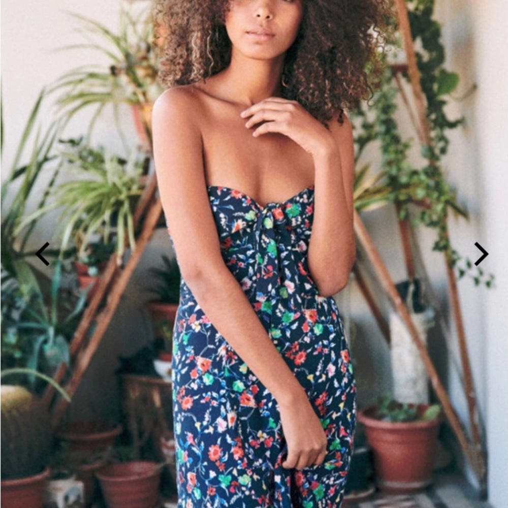 SEZANE ONDINE strapless mini  floral navy dress EUR 38 = M